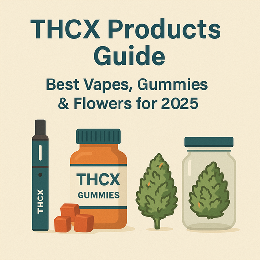 THCX vapes, gummies, and flowers illustration for 2025